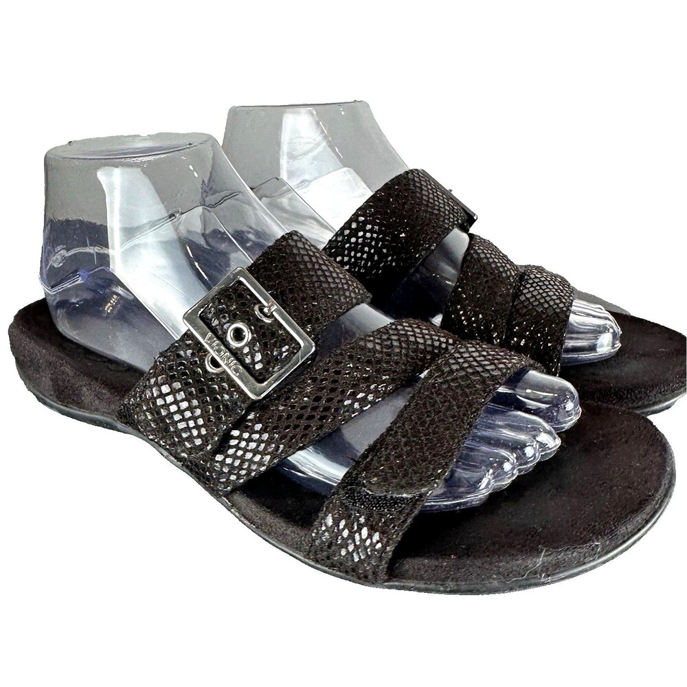 Vionic Skylar Black Diamond Design Slide Sandals Size 8 Comfort Shoe Walking